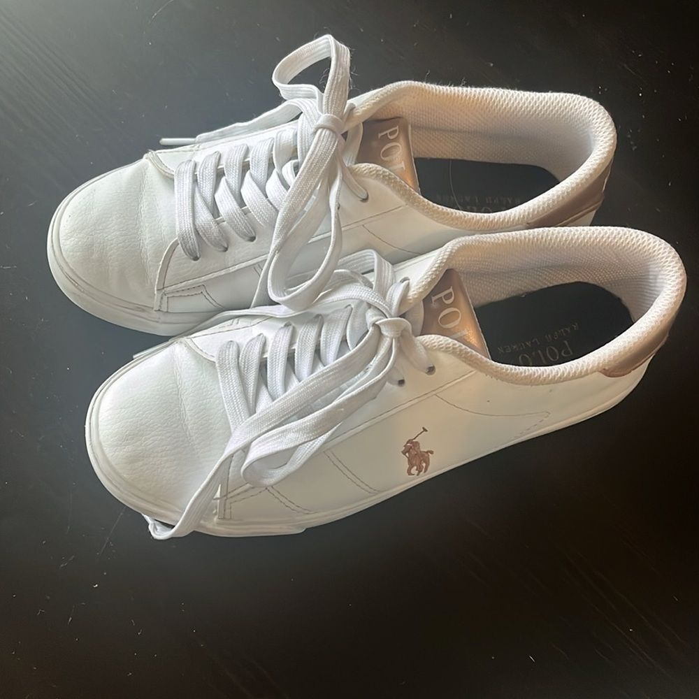 Polo Ralph Lauren Gold Pony Leather Sneaker Size 4